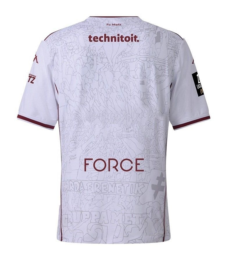 maillot-exterieur-fc-metz-saison-2025-2026-tenue-officielle-supporter-grenat FC Metz Saison 2025 2026 Auswärtstrikot offizielles Fan-Trikot granatrot