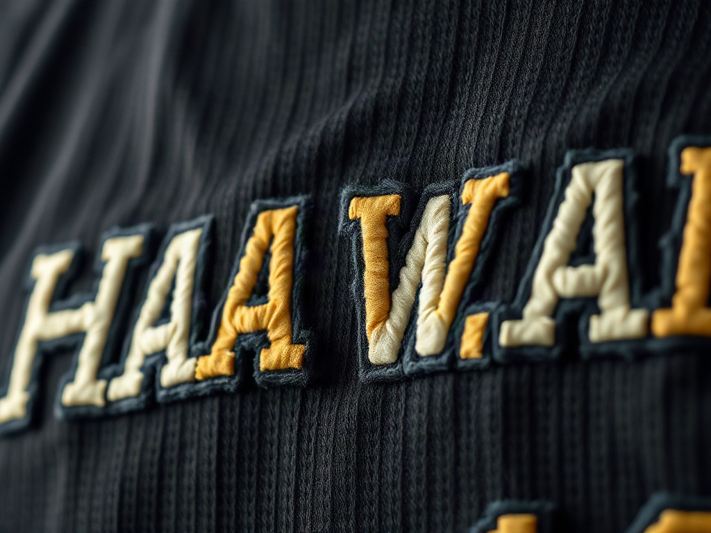 Detailaufnahme der Flockbuchstaben HAALAND auf einem Fußballtrikot